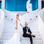 los novios en una sesión fotográfica